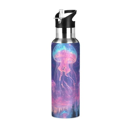 

Yayeee 20oz Double Wall Stainless Steel Water Bottle with Flip Straw Neon Jellyfish