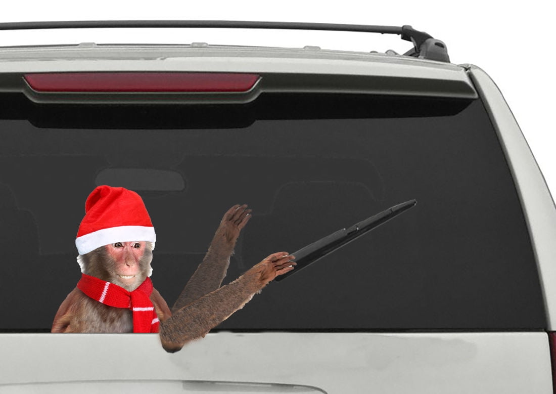 Elf Elves Waving Car Sticker Rear Windscreen Wiper Blade Christmas Xmas Shelf 
