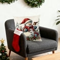 thumbnail image 2 of Snowman Christmas Throw Pillow Cover 18x18 Inch, Festive Red and Blue Holiday Decor Pillowcase with Snowman Scene for Sofa Cushion C, 2 of 6