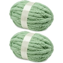 Chunky Chenille Yarn for Crocheting, Giant Yarn for Hand Knitting, Super Soft Jumbo Blanket Yarn Sage Green 2 Pack (32 yds, 8.5 oz Each Pack)