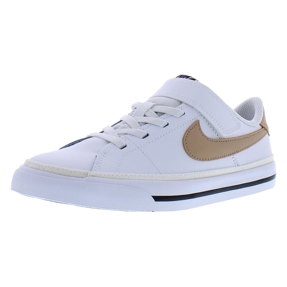 Nike Court Legacy Leather PS Girls Shoes Size 3, Color: White/Hemp/Black
