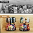 thumbnail image 4 of Snack Organizer - Versatile Snack Storage 2 Tier Lazy Susan with Convenient Grab-and-Go Design, Metal Snack Holder for Home, Office, Breakroom, 11.85" L x 11.85" W x 13.3" H (Matte Black), 4 of 7