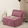 thumbnail image 3 of Ainfox Ottoman Chair Lounger Bed，4 in 1 Convertible Single Sofa Couch Futon Bed, 71''L x 34''W (Pink), 3 of 8