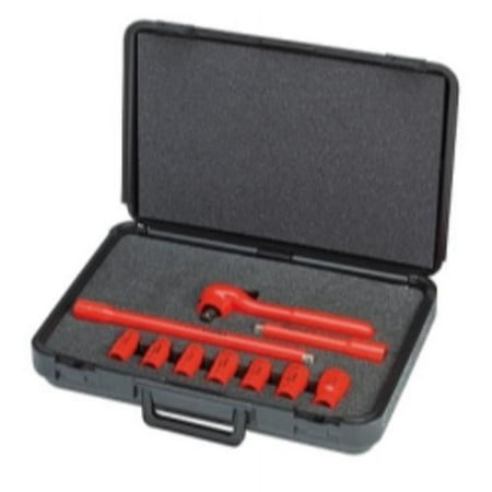 UPC: 0843221002404 | Knipex 989911S6 10-piece 1/2 In. Drive Metric Socket Set Insulated To 1 000v