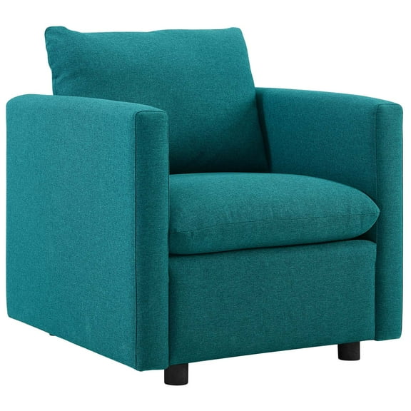 Modern Contemporary Urban Design Living Room Lounge Club Lobby Armchair Accent Chair, Fabric, Aqua Blue