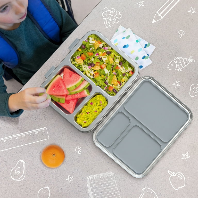 Bentgo Kids Stainless Steel Leak-Resistant Lunch Box - Bento-Style, 3  Compartments, and Bonus Silicone Container for Meals On-the-Go -  Eco-Friendly, Dishwasher Safe, BPA-Free (Blue) 
