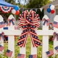 thumbnail image 4 of geerera 17.7" Patriotic Star & Stripe Wreath Bow, Red White Blue American Flag Ribbon Bow, 4th of July Independence Day Door & Fence Decor, 4 of 6