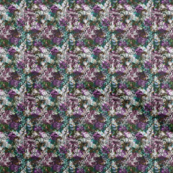 oneOone Cotton Poplin Purple Fabric Abstract Decorative Floral Dress Material Fabric Print Fabric By The Yard 42 Inch Wide