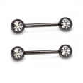 thumbnail image 2 of Nipple Ring Anodized Titanium 14G Nipple Piercing Barbell Front Facing Clear CZ, 2 of 25