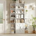 thumbnail image 3 of 74.8 Inch Bookshelf with Storage Cabinet,Freestanding Bookshelf with Doors,Wooden Display Shelves,6-Tire Book Storage Cabinet Living Room,Office,White, 3 of 7