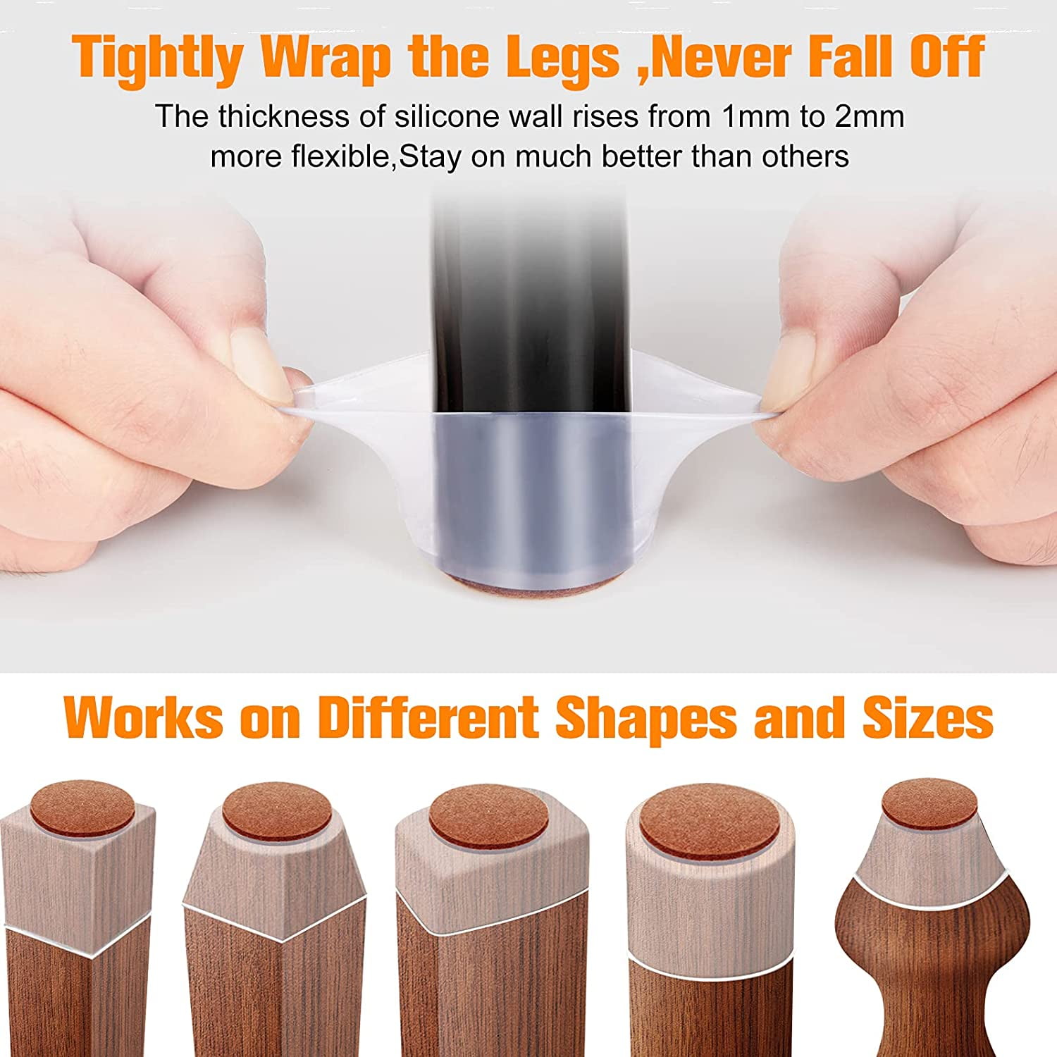 16pcs Silicone Chair Leg Floor Protectors Rubber Chair Leg Caps for Wood Floors Chair Leg Protectors for Hardwood Floor S Clear Walmart