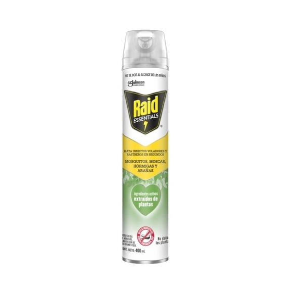 Insecticida en Aerosol Raid Essentials Mata Insectos Voladores y Rastreros 400 ml