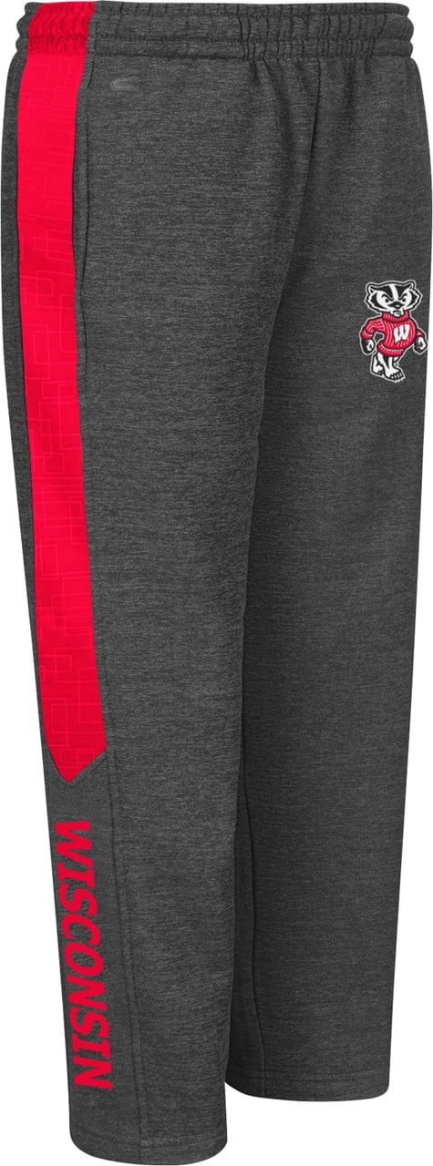 Wisconsin Badgers Youth Top Gun Fleece Pants Charcoal by Colosseum