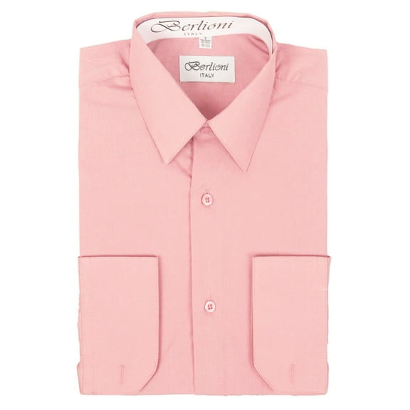 Berlioni Italy Men's Long Sleeve Solid Premium Dress Shirt