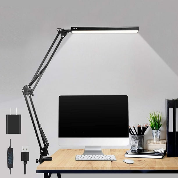 Syenll LED Desk Lamp, Adjustable Swing Arm Desk Light with Clamp