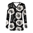thumbnail image 6 of Womens Long Sleeve T Shirts Casual V Neck Graphic Printed Slim Fit Basic Tee Comfy Pullover Tunic Tops (S, Black), 6 of 7