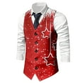 thumbnail image 4 of KKBOTIVE Christmas Vest for Mens - Printed Vests Festival Outerwear Jackets - Holiday Season Christmas Prom Apparel Mens Fall Winter Clothing Red-G Size: M, 4 of 5