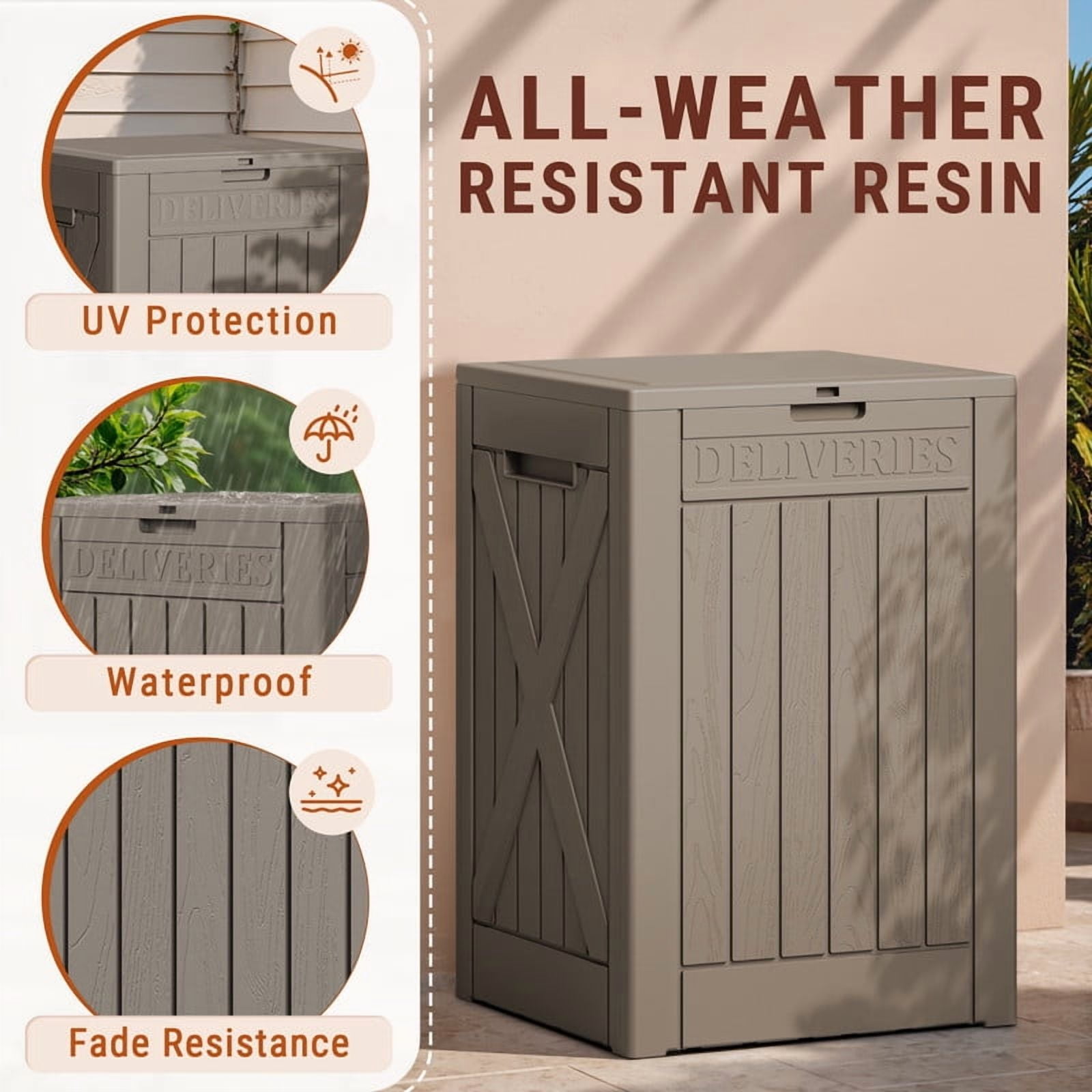 Homall 53 Gallon Package Delivery Boxes, Waterproof Outdoor Resin Mailbox for Packages With Lockabla Lid, Outdoor Storage Parcel Box for Outside
