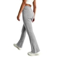 thumbnail image 6 of Oksale Ribbed Pants Women Stretch High Waist Summer Casual Pants Cozy Straight Leg Lounge Trousers Gray 2XL, 6 of 8