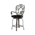 thumbnail image 2 of Linon Crested Full Back Metal Counter Stool, 24" Seat Height, Dark Brown Finish with Dark Brown Fabric, 2 of 7
