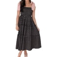 thumbnail image 2 of Square Neckline Women Floral Print Sleeveless Smock Long Ruffle Dress, 2 of 6