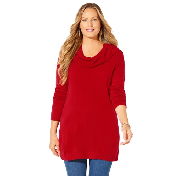 Catherines Women's Plus Size Petite Cashmiracle Cowlneck Sweater