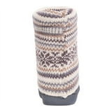 MUK LUKS Women's Raquel Slipper Booties - Fairisle Knit With Indoor/Outdoor Sole | Cozy Mid-Height