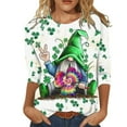 thumbnail image 1 of Birdeem T-Shirt Imprimé de la Saint-Patrick pour Femmes, Blouse à Manches 3/4, Col Rond, Hauts Décontractés, 1 of 5