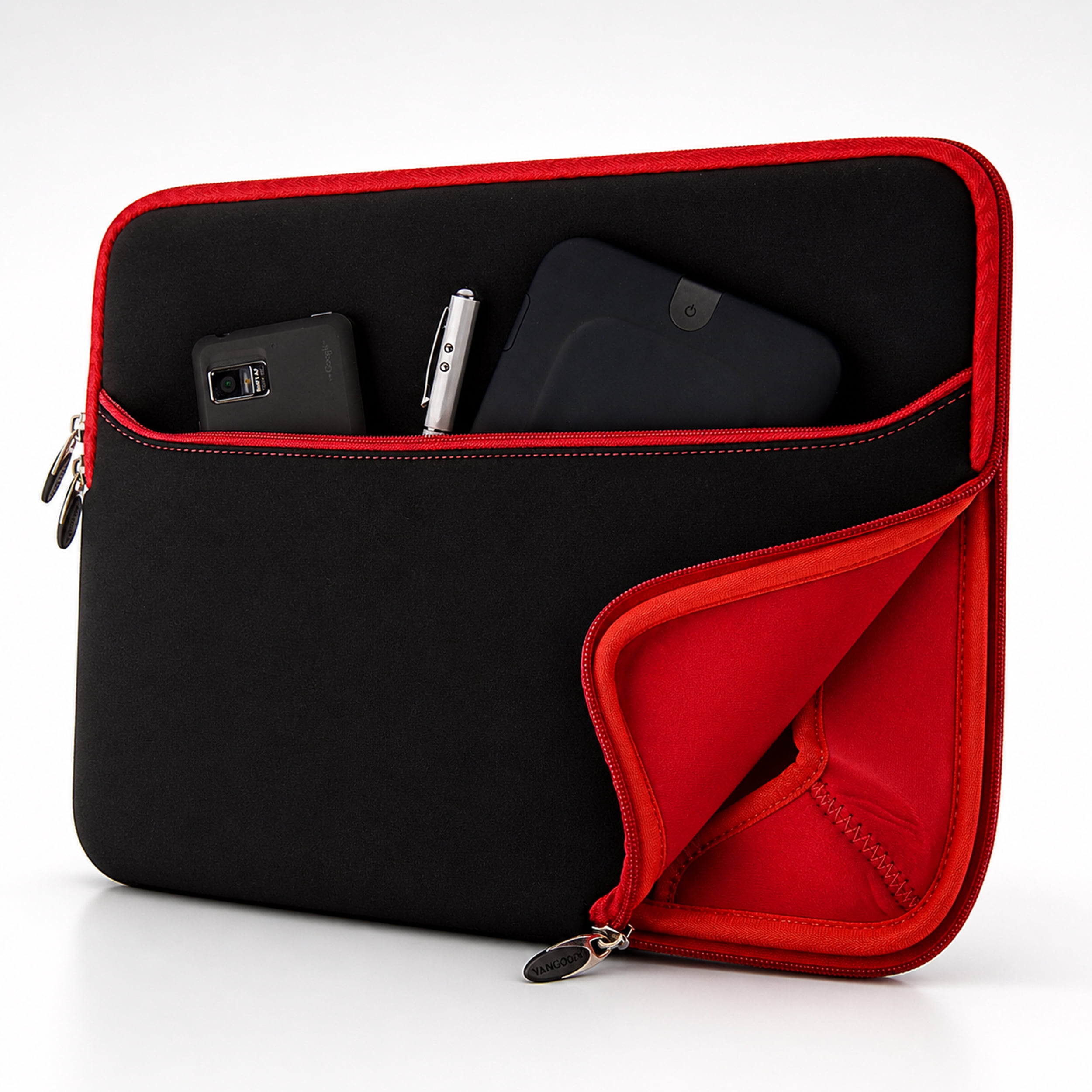 Vangoddy 15.6 Inch Laptop Sleeve Case, Water-Resistant Neoprene Notebook Bag with Zipper and Front Pocket, Fits 15.4-15.6 in Laptops