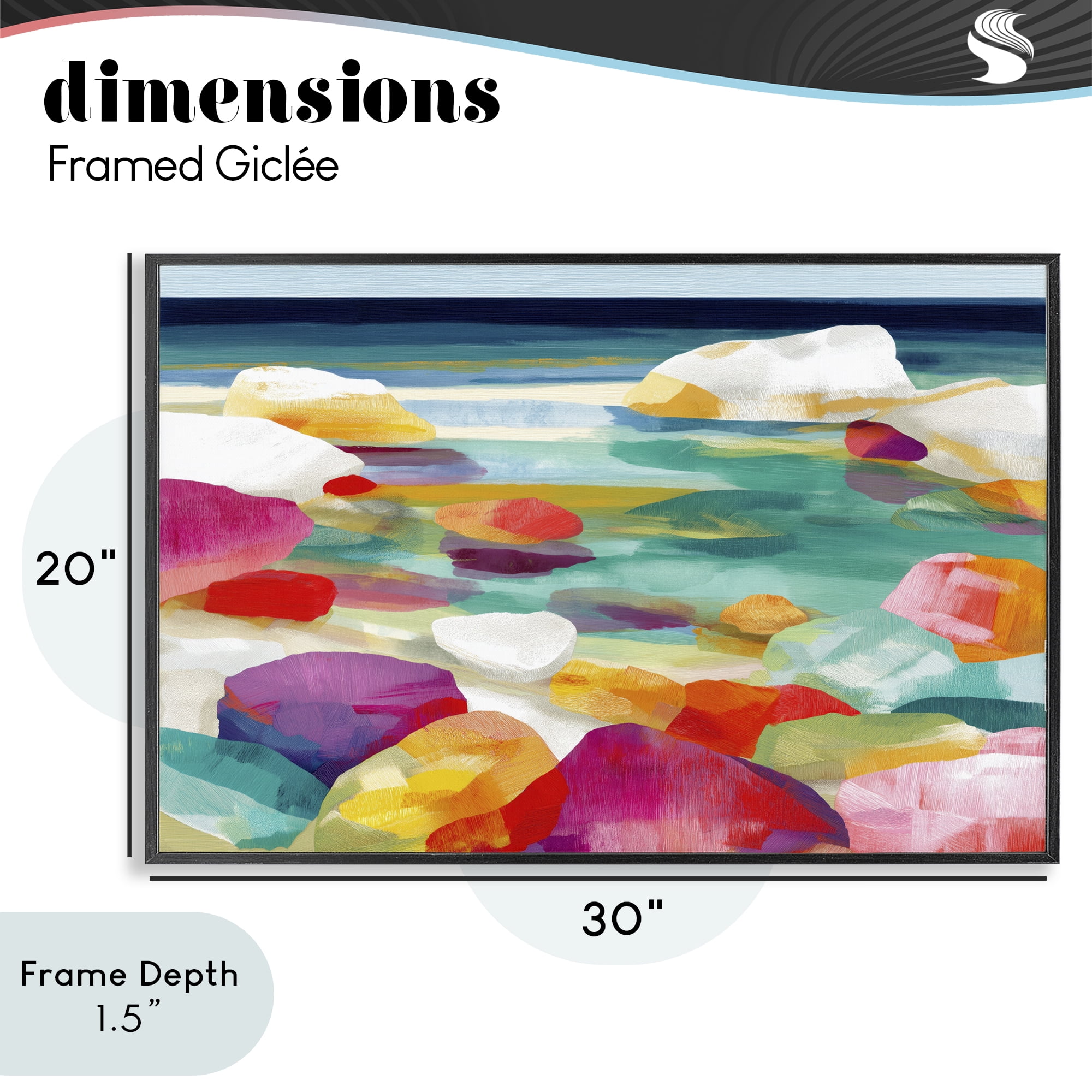 Stupell Industries Vivid Stones By The Shore Black Framed Giclee Art, design by Chromatic Storm Studio