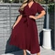 thumbnail image 3 of Vestido de mujer A Line Elegante vestido largo con cuello en V para cóctel de boda (vino rojo XL) FLhrweasw Para estrenar, 3 of 7