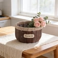 thumbnail image 4 of Plants Pots​ Woven Basket Duo Sweet Color Tone Linen Trim White Flower Tag Clear Liner Tidy Indoor Corner Outdoor Deck Plants Pots, 4 of 6