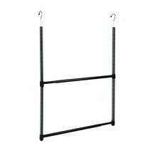 Oceanstar 2-Tier Portable Adjustable Modern Metal Closet Hanger Rod in Black