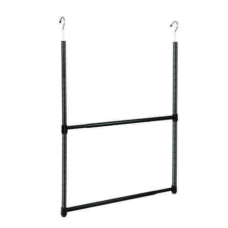 Oceanstar 2-Tier Portable Adjustable Modern Metal Closet Hanger Rod in Black