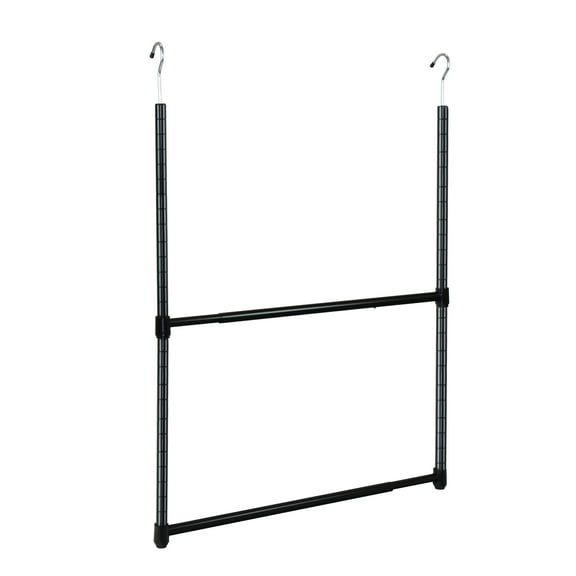Oceanstar 2-Tier Portable Adjustable Modern Metal Closet Hanger Rod in Black