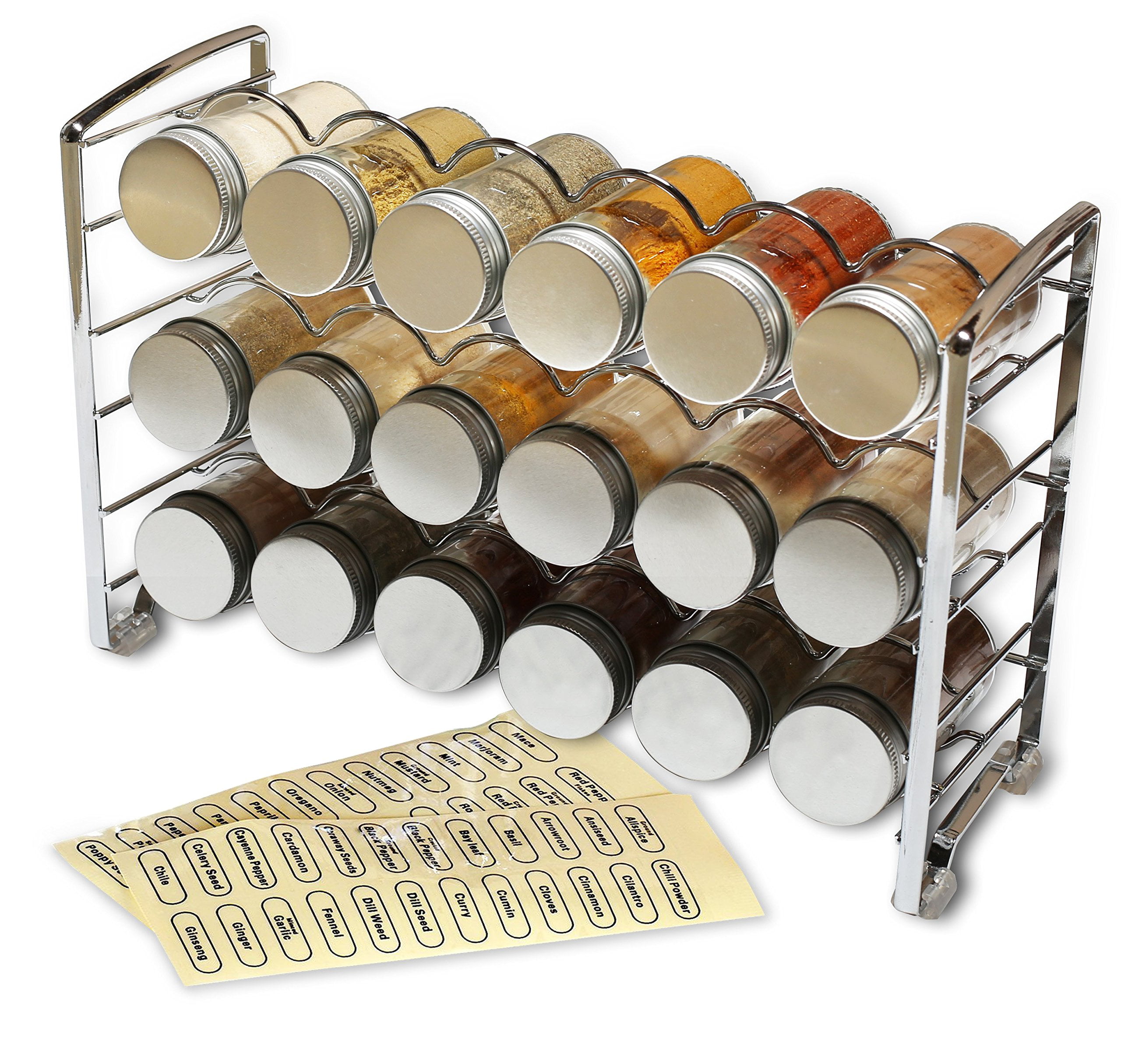 Polder Compact 18-Jar Spice Rack, Chrome, 11 x 3.5 x 7.5