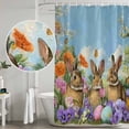thumbnail image 5 of Easter Bunnies Shower Curtain, Waterproof Shower Curtains for Bathroom, Spring Easter Eggs Garden Floral Washable Fabric Bathtub Curtain Set Bath Decor with 12 Hooks Stall 36"x72", 5 of 8
