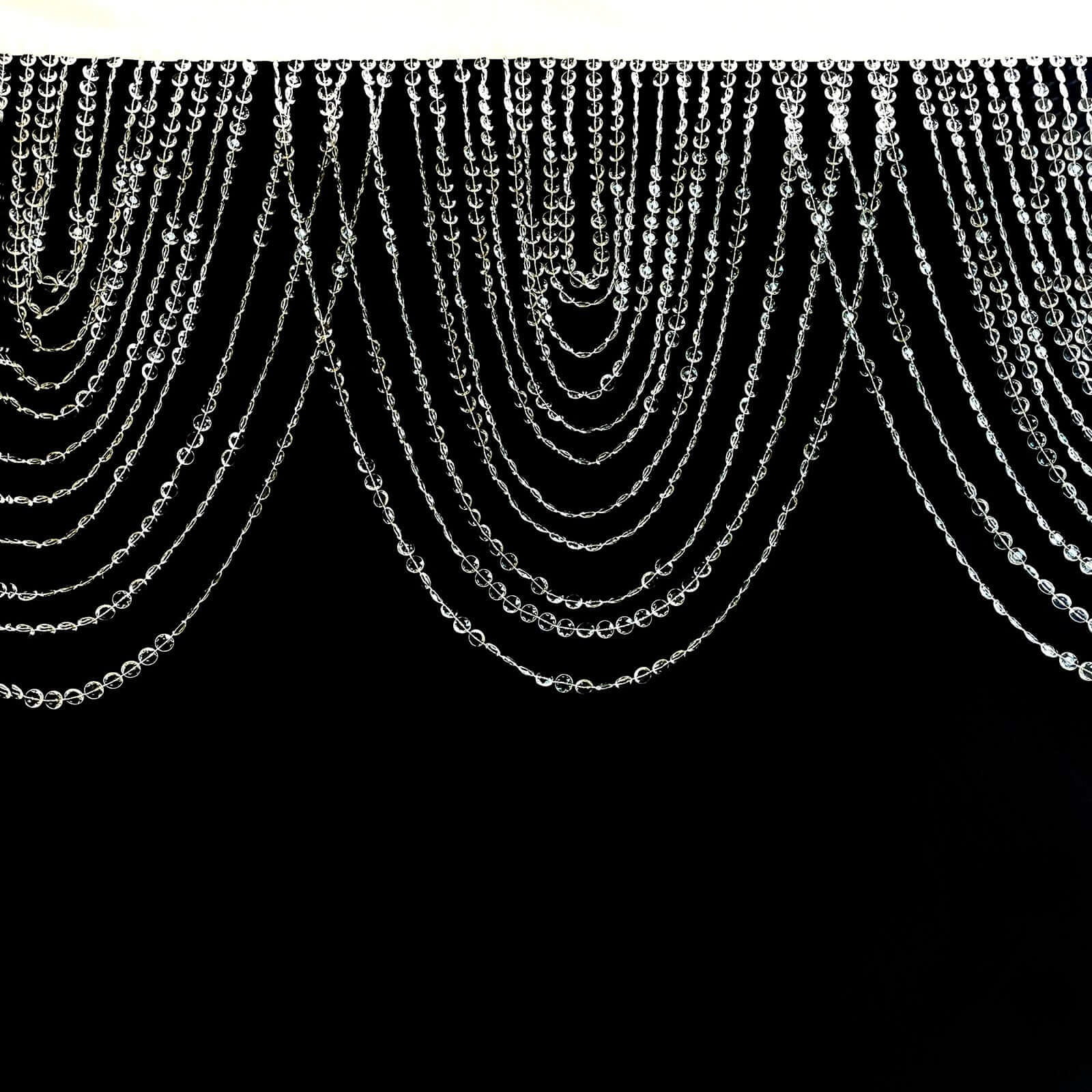 Balsa Circle 2 Clear Acrylic Crystal Beaded Doorway Curtains Valance Fabric Top Rod Pocket Party Decorations