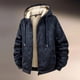 thumbnail image 1 of MHFRRA Chaqueta Informal de Manga Larga con Capucha y Forro Grueso para Hombre, para Otoño E Invierno Azul, 1 of 4