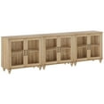 thumbnail image 5 of Oak Farmhouse TV Stand for 85 inch TV with 6 Glass Doors, 5 of 6