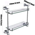 thumbnail image 3 of Shower Organizer   Bathroom Glass Shelf, 2 Tier Wall Mounted Alloy Thickening Glass Shower Caddy Storage Basket, for Kitchen, Bathroom Glass Shelves with Rail, 3 of 7
