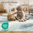 thumbnail image 4 of ODIKA 8'x10' Washable Area Rug Durable, Non-Slip Neutral Grey Ocean Inspired Gradient Flowing Shapes Beige Plush for Living Room, Under Sectional, Family, 4 of 7