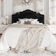 thumbnail image 4 of Amolife King Bed Frame with Adjustable Crown-Shaped Headboard, Upholstered Platform Bed, No Box Spring Required, Black, 4 of 14