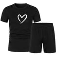 thumbnail image 1 of Penkiiy Two Piece Set 2024 Summer Lounge Tracksuit Outfits Shorts And Short Sleeve Tops Matching Leisure Set With Pockets M Black, 1 of 4