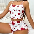 thumbnail image 5 of Xaqiouau Women Heart Print Pajama Set Cami Tank Top and Shorts 2 Piece Lounge Set Sleeveless Sleepwear Summer Casual Cute Outfit, 5 of 6