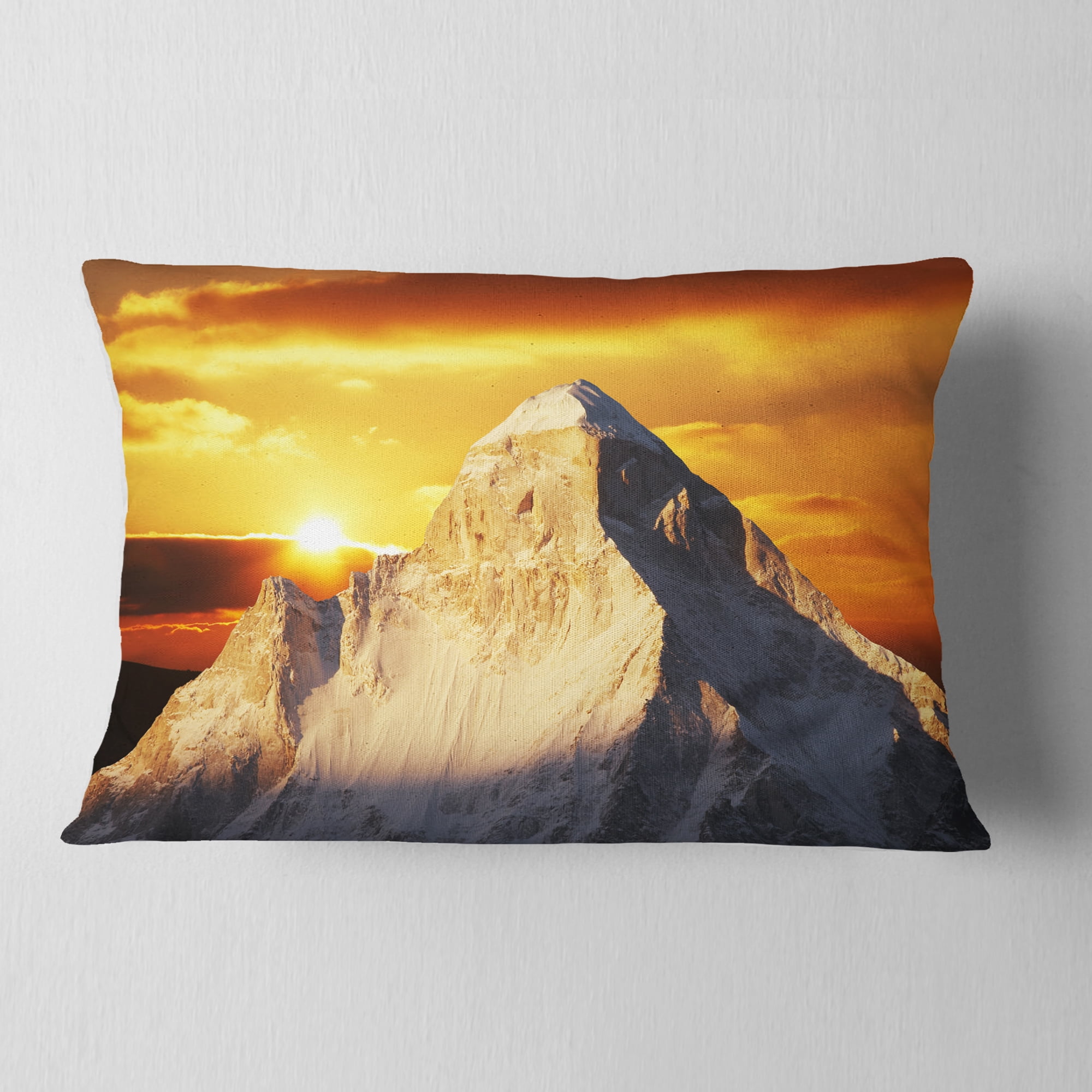 Designart Shivling Garhwal Himalaya At Sunset - Landscape Printed Throw Pillow - 12x20