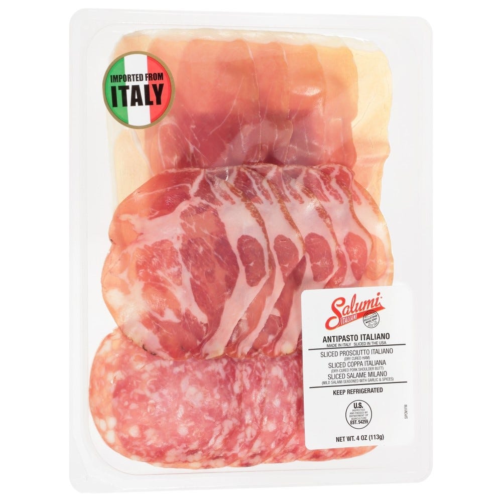Salumi Italiani Antipasto Italiano Prosciutto Coppa & Milano, 4OZ, 10 Pack