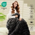 thumbnail image 3 of ROSEKIND ultra-soft 680GSM Faux Fur Ribbed Throw Blanket for Sofa & Bed, Cozy Gift for Adults & Friends, 50x60in, Midnight Dark Grey, 3 of 8
