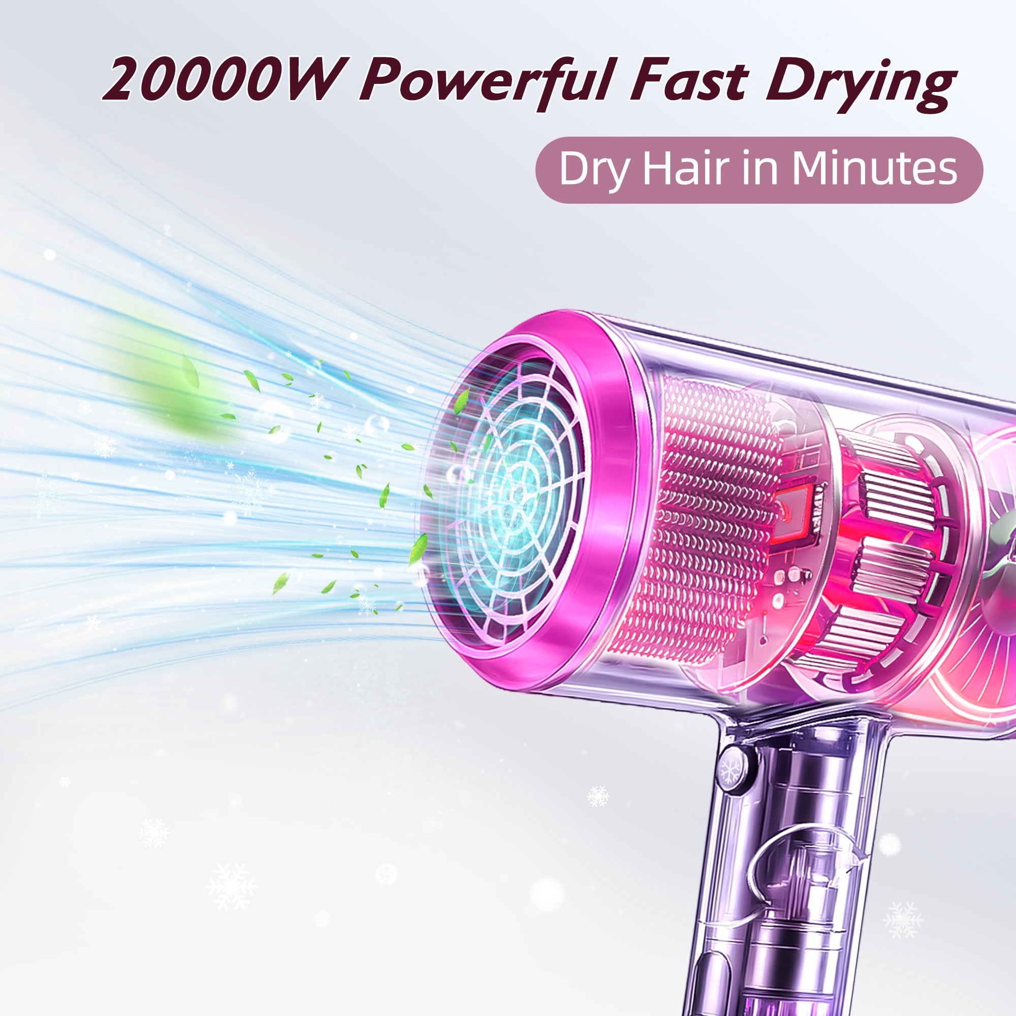 VIIWII 2000W Ionic Hair Dryer, Foldable Travel Blow Dryer with Diffuser & Concentrator, Fast Drying, Lightweight, Low Noise for All Hair Types