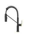 thumbnail image 2 of Stylish One-Handle Matte Black & Brushed Gold Pull Down Kitchen Faucet Height 16¾" K-149NG, 2 of 14